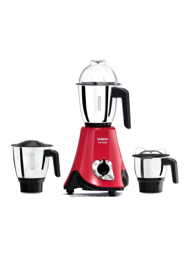 فيديم Vidiem EVA Royal 750W Mixer Grinder with 3 Jars | 750W mixer Grinder | 2 Years Product Warranty & 5 Years Motor Warranty | Red & Black - Image 1